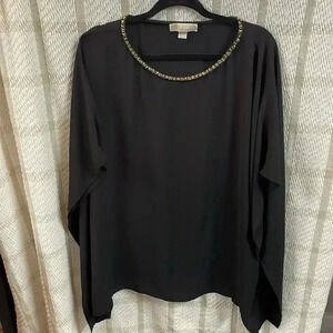 MICHAEL Michael Kors Lightweight Poncho Top‎ with gold detail